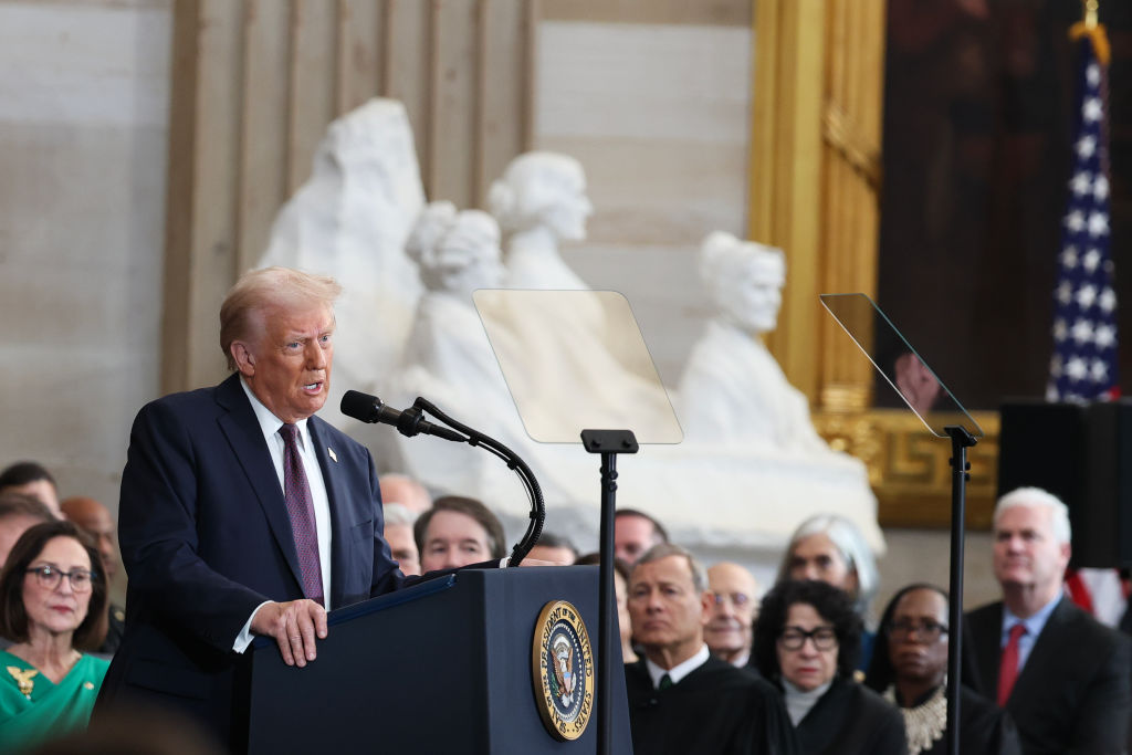 U.S. President Donald Trump speaks during inauguration