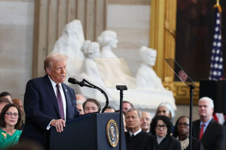 U.S. President Donald Trump speaks during inauguration