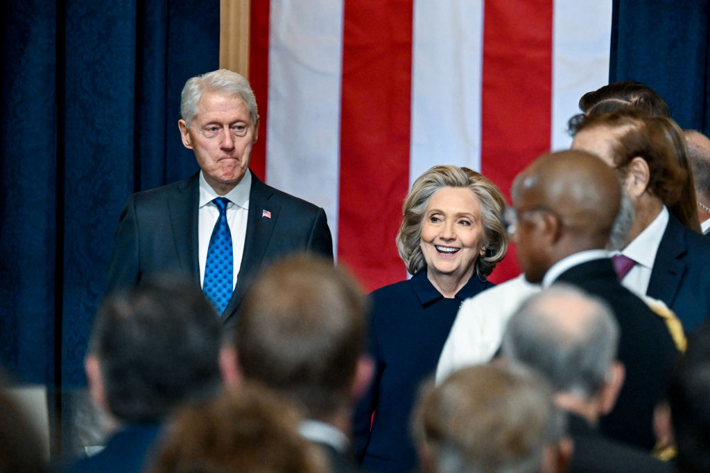Former President Bill Clinton and former first lady Hillary Clinton attend the inauguration