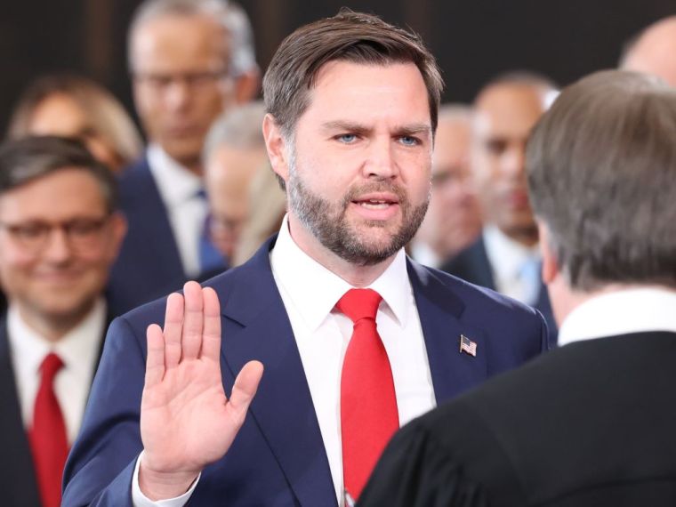 J.D. Vance is sworn in as U.S. Vice President during the Inauguration