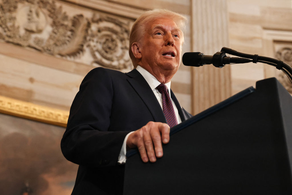 US President Donald Trump speaks during inauguration ceremonies