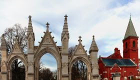 Historic Landmark Gateway Architecture of the Crown Hill Cemetery in Indianapolis