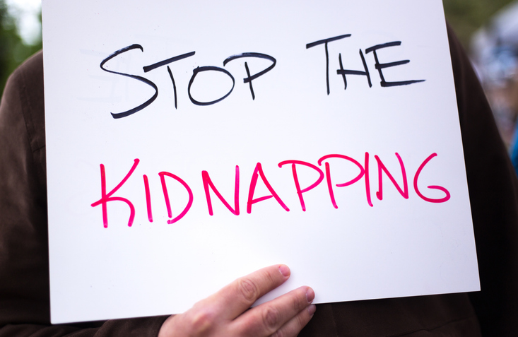 Homemade Cardboard Protest Sign: Stop the Kidnapping