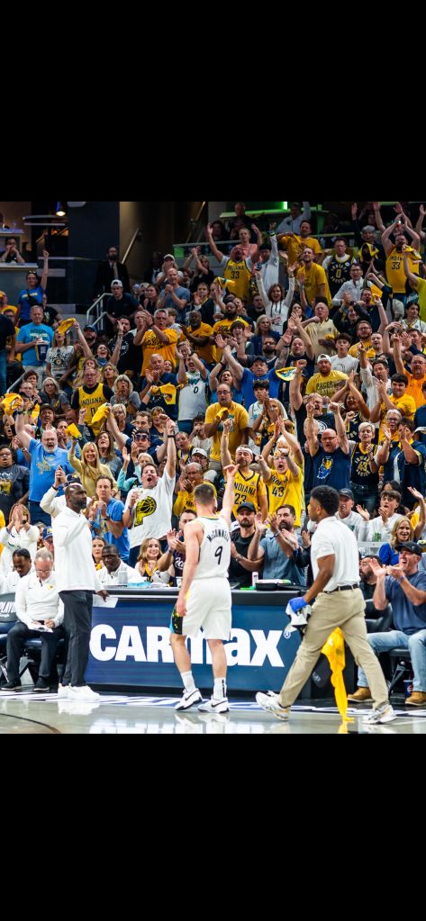 TJ McConnell enjoys Interacting with the crowd as the Pacers throttle the Cleveland Cavaliers