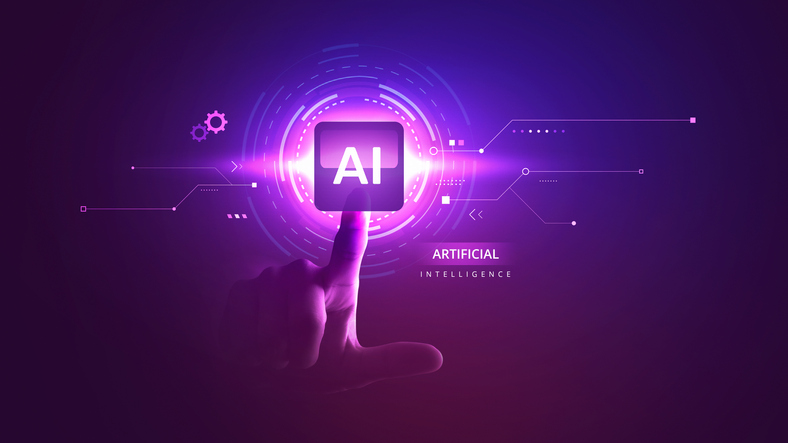 AI Intelligence with Artificial Technology and Digital Data Network Connection System Power by Hand.
