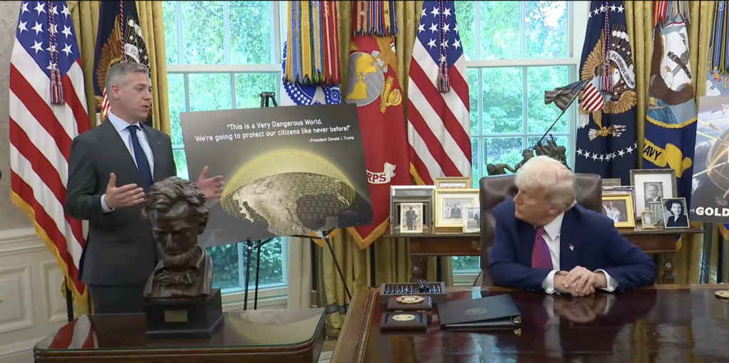 Current image: U.S. Sen. Jim Banks with President Donald Trump