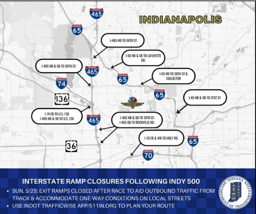 Indy 500 Closures