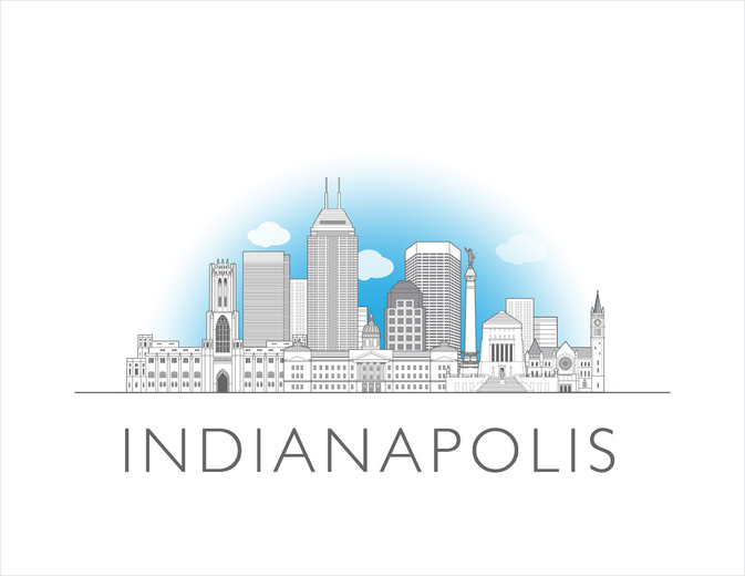Indianapolis skyline line art vector illustration
