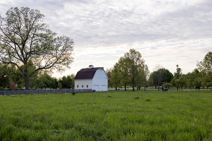 Rural farm land in the spring