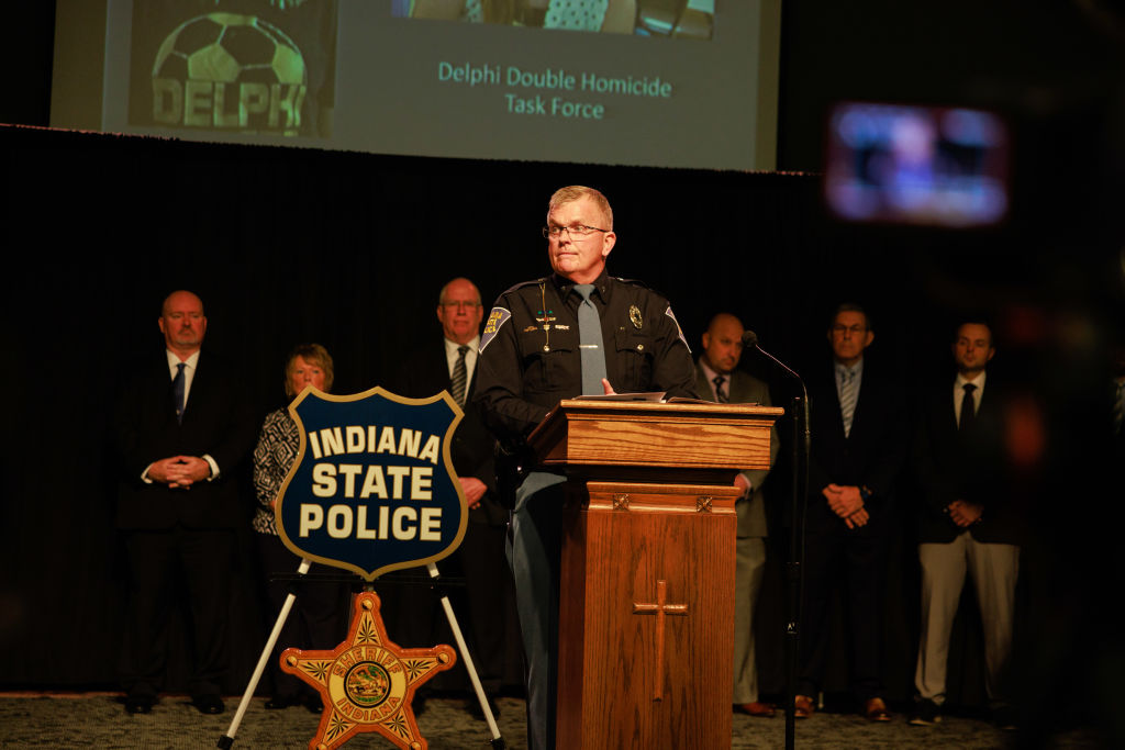 Indiana State Police Superintendent Doug Carter speaks...