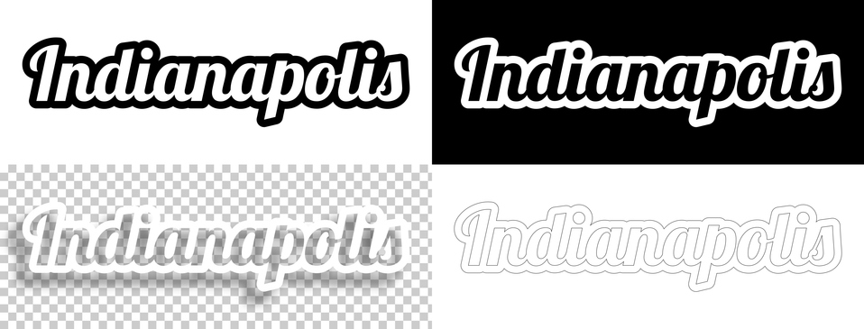 Indianapolis - Text for design. Blank, white and black backgrounds - Line text