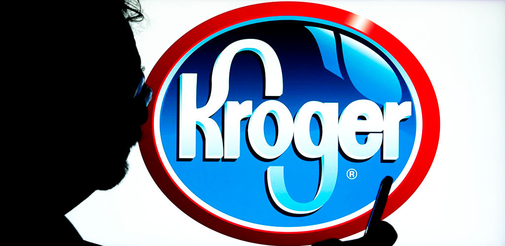 In this photo illustration, The Kroger Co. logo seen...