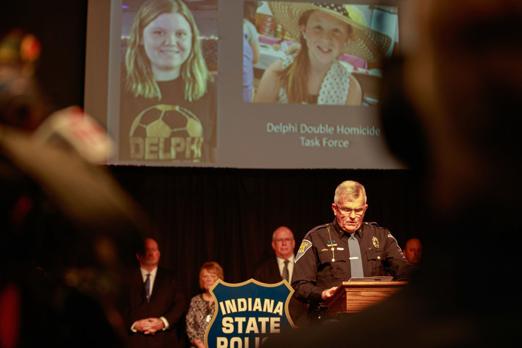 Indiana State Police Superintendent Doug Carter speaks...