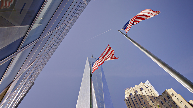 One WTC and American Flag -