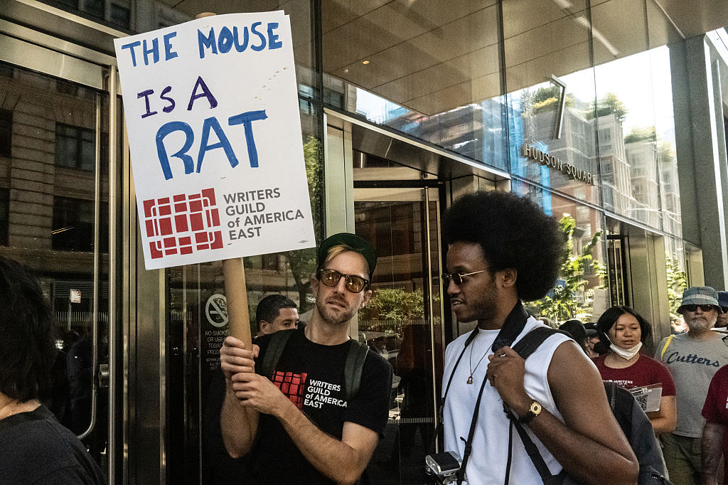 Activists Demonstrate Against ABC's Decision To Suspend Late Night Host Jimmy Kimmel Over Comments About Charlie Kirk Shooting