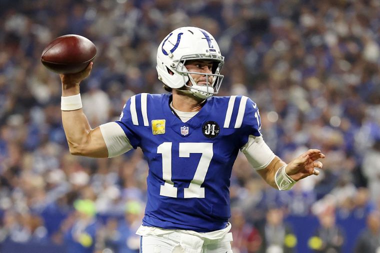 Colts Quarterback Daniel Jones Throwing a Pass