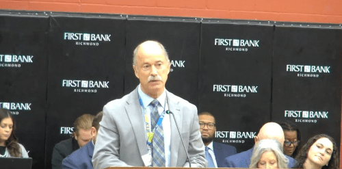 State Sen. Ryan Mishler pressed Indiana Law Enforcement Academy