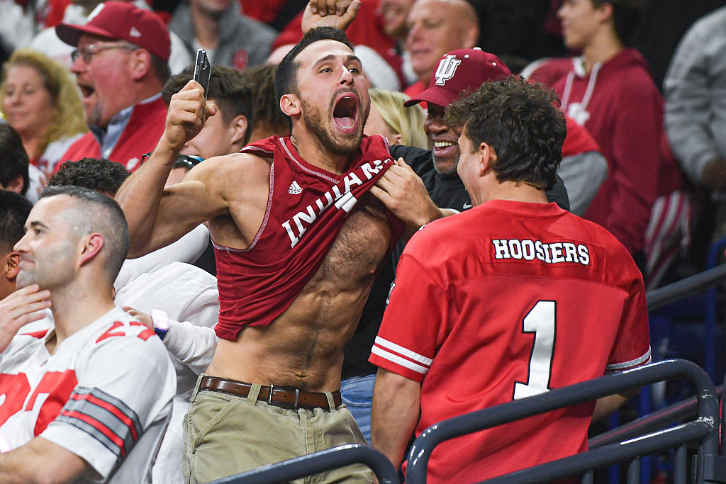 Hoosiers fans reacting during the second half