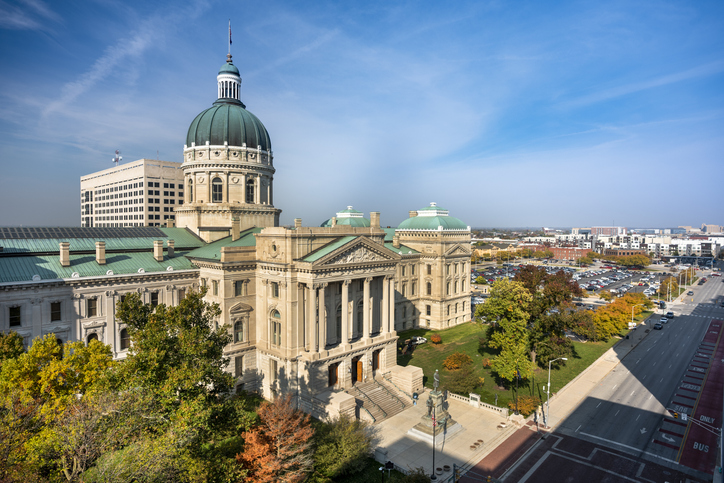 Building exterior of the Indianapolis state house, Indiana, USA