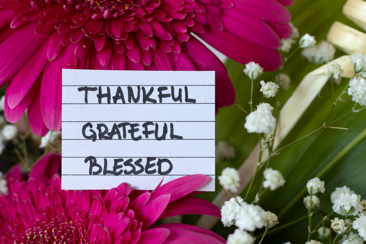 Thankful, grateful, blessed, inspirational handwritten quote