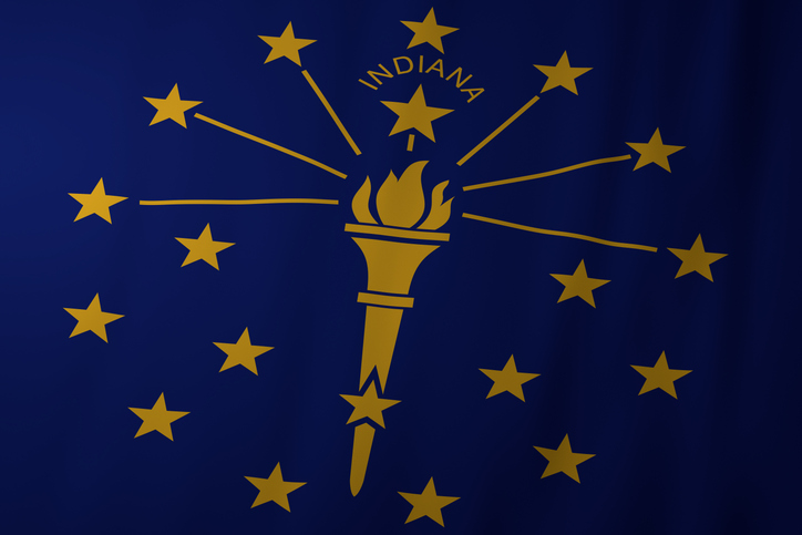 Indiana state flag with torch and stars