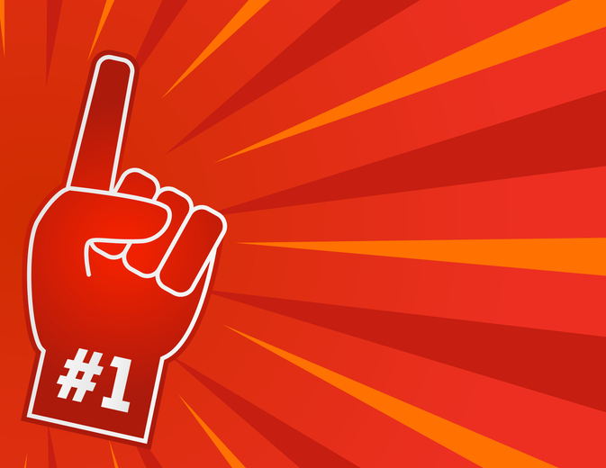 Football #1 Fan Foam Finger On A Starburst Background