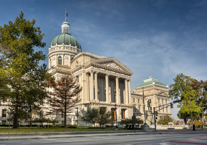 Building exterior of the Indianapolis state house, Indiana, USA