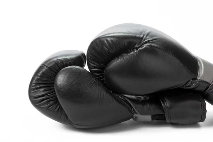 Boxing gloves close up on a white background