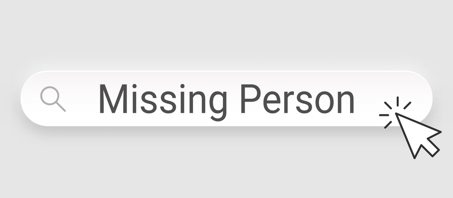 Missing Person - Search Bar with cursor on blank background