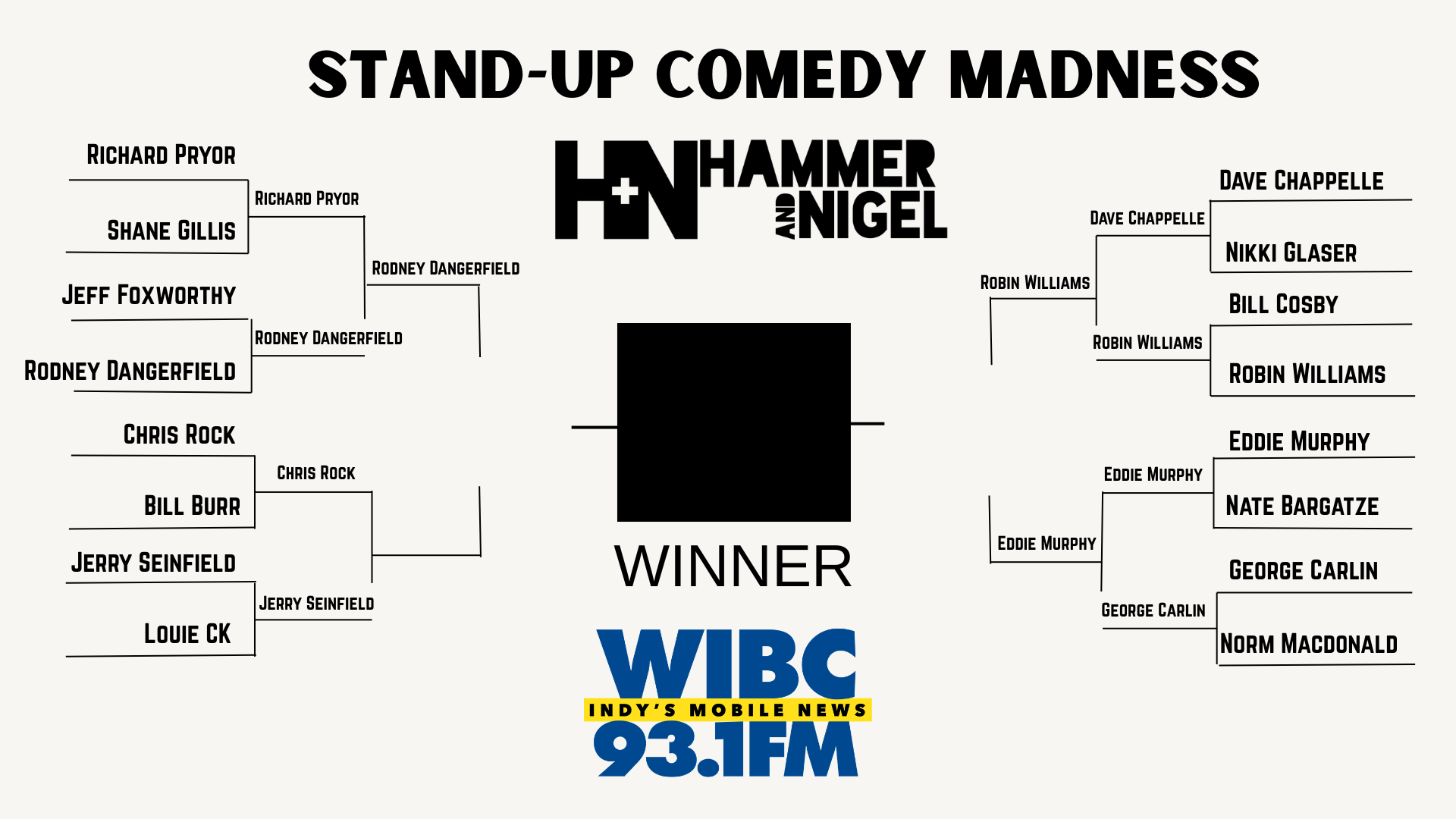 stand up comedy madness WIBC Hammer And Nigel