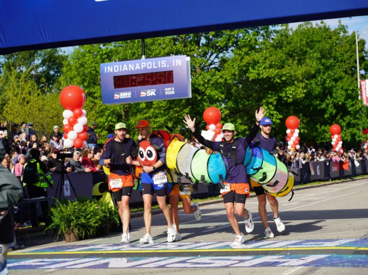 People in Caterpillar Costume at IU Health 500 Festival Mini-Marathon