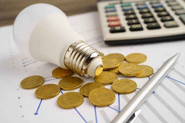 Cost of electric utilities with light bulb for payment.