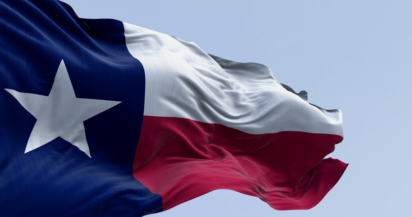 Texas state flag waving in the wind