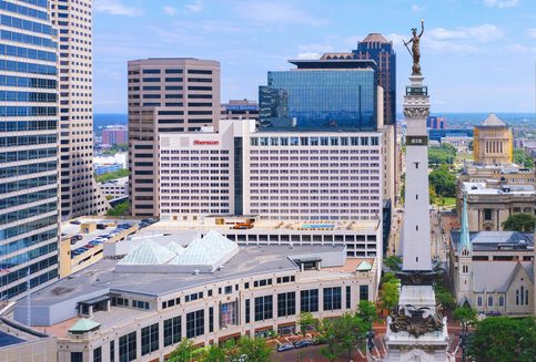 Aerial view of Indianapolis downtown Indiana