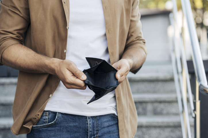 Close up hands holding empty wallet. Resolution and high quality beautiful photo