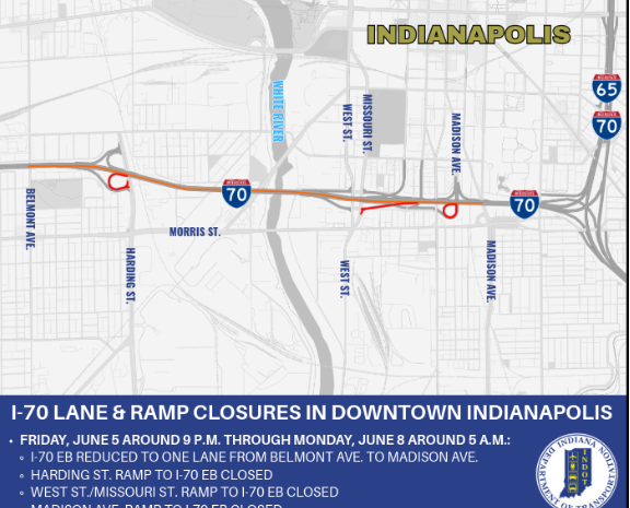 I-70 Closures in Marion County