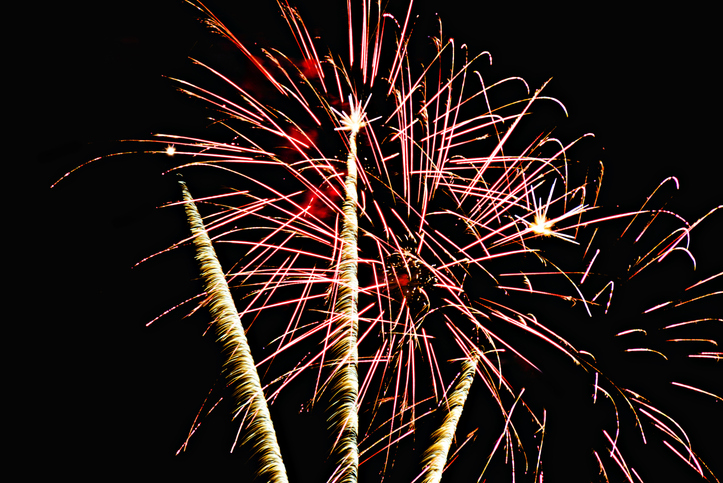 Fireworks lighting up the night sky.
