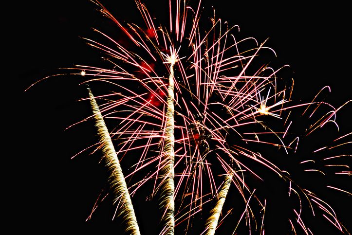 Fireworks lighting up the night sky.