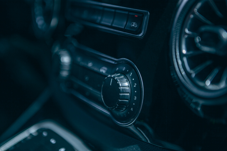 Close up of the interior of a modern car. Modern car interior details.