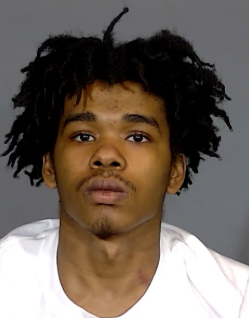 Portrait of a young Black man with dreadlocked hair against a gray background.