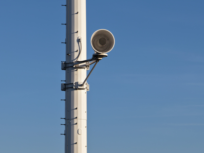 ACA P-15 Tornado Siren Mounted High On A Cellphone Pole