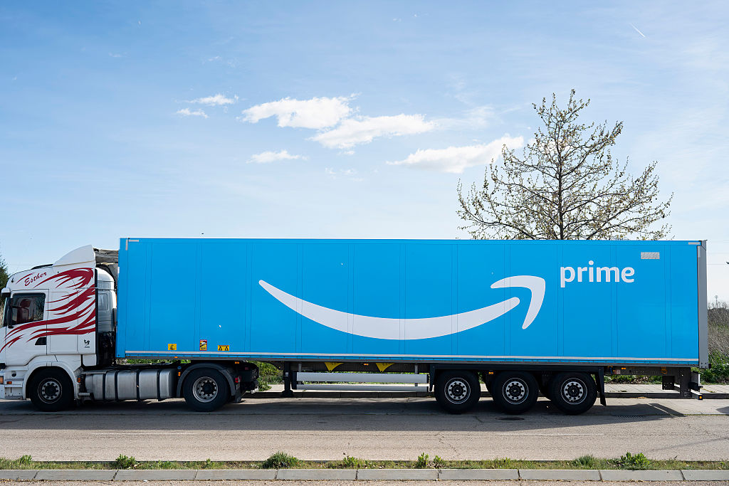 A truck from Amazon, the American e-commerce and cloud