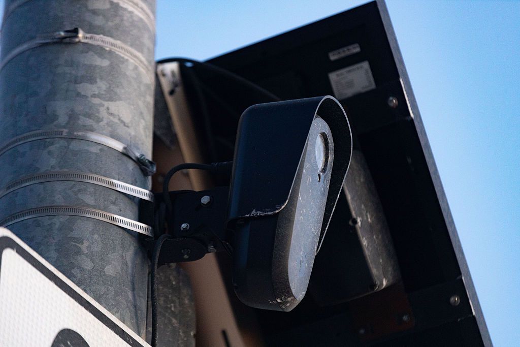 Flock Safety camera at the intersection of West Sylvania
