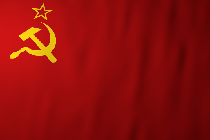 Soviet Union flag with hammer and sickle