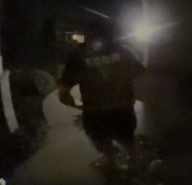 Dark silhouette of a person standing in a dimly lit setting.