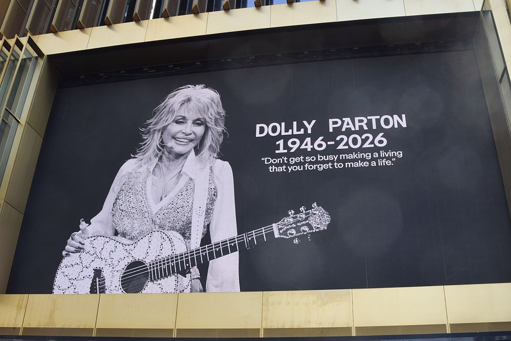 A tribute to Dolly Parton is displayed at the arts and